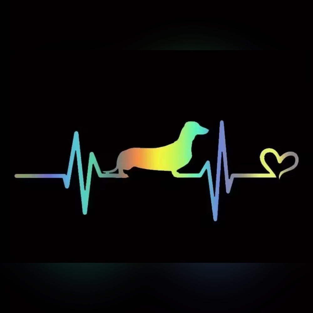 New Large Dachshund Heartbeat Car Decal